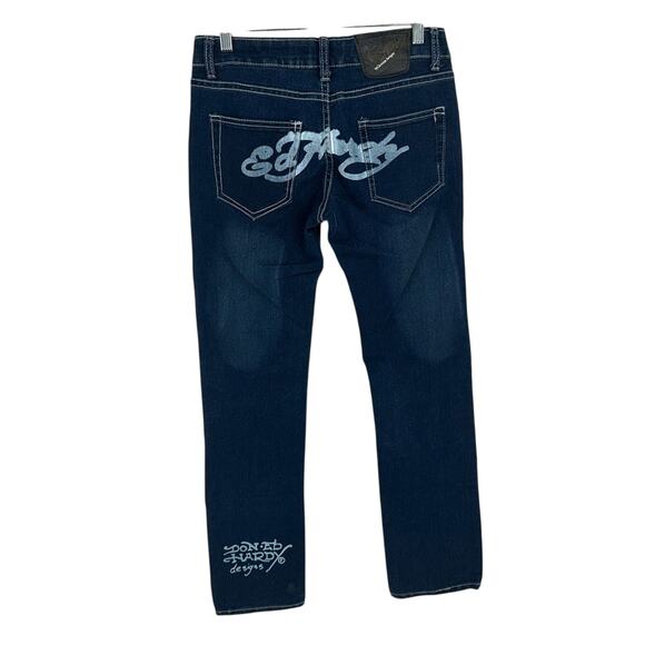 Ed Hardy Jeans Spellout Stretch Beaded Logo Straight Leg 30 Low Rise Y2k Vintage - Picture 5 of 10